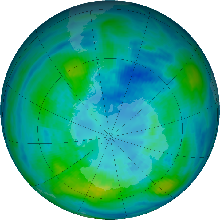Antarctic ozone map for 06 April 1984